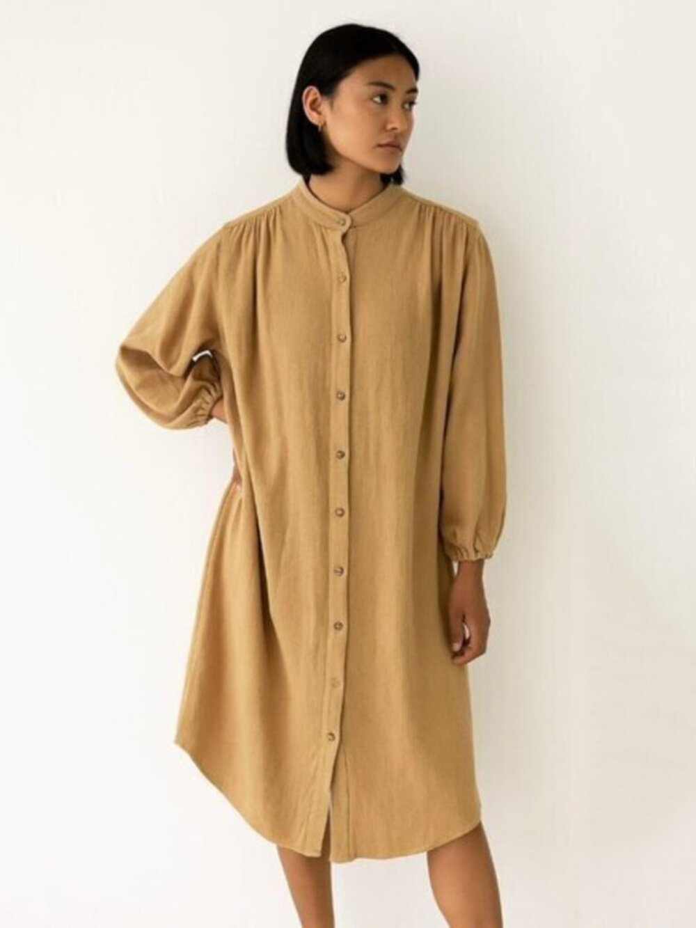Na Nin Gloria Waffled Cotton Tunic Dress in Toffee - sz Medium